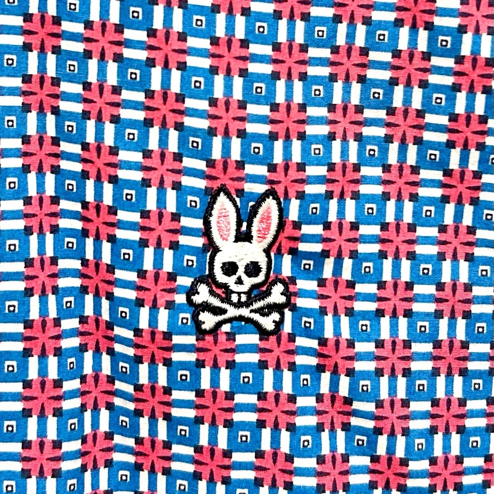 Psycho Bunny Blue and Pink Graphic Shirt